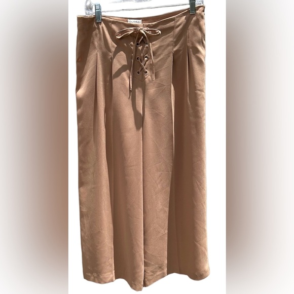 MISS SELFRIDGE London Pants Womens Size 8 High Waist Lace Up Wide Leg Culottes - Picture 1 of 8